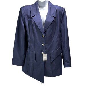 Apart Jacket Classic Blue Blazer Asymmetrical Hem Women's Size 12